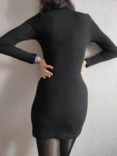 Short-Dress Wear Tight Long-Sleeve High-Collar Sexy Black Mini Sports Womens Summer