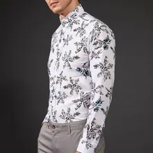 Дефакто мужские повседневные рубашки с длинным рукавом с принтом, мужские рубашки с модным воротником с отворотом, новинка-L6049AZ19AU