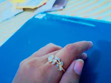 Anillo de cola ajustable para mujer y niña, accesorios de joyería con diamantes de imitación, hojas trenzadas, flores wishful, novedad, venta al por mayor