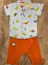 Conjunto de ropa de verano para bebé, camiseta de manga corta con estampado de dinosaurio de dibujos animados y pantalones para chico de 1, 2, 3 y 4 años, 2021