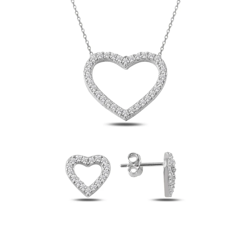 

Silver 925 Sterling Zircon Cubic Zirconia Heart Set