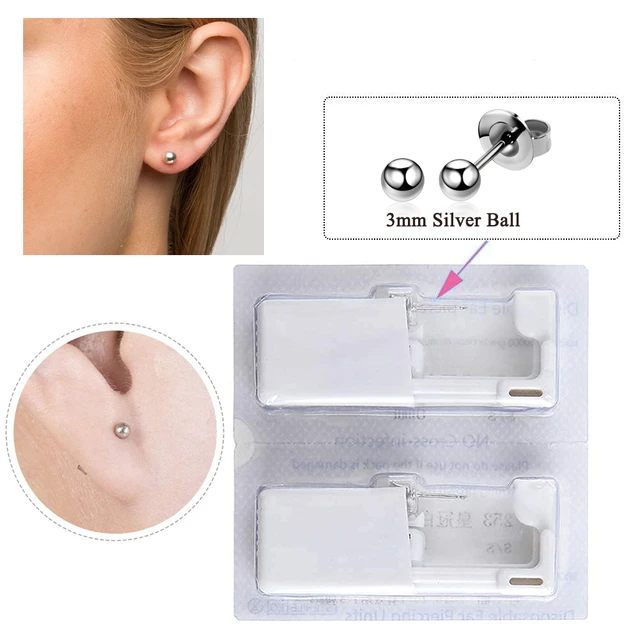 2Pcs Disposable Ear Piercing Gun Tool Earring Gun Kit Ear Stud Gun