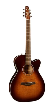 

041824 performer CW Ch burnt umber QIT electro acoustic guitar, with case, Seagull