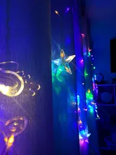 LED Deer Star Moon Curtain Light 220V 110V Christmas Garland String Fairy Lights Outdoor