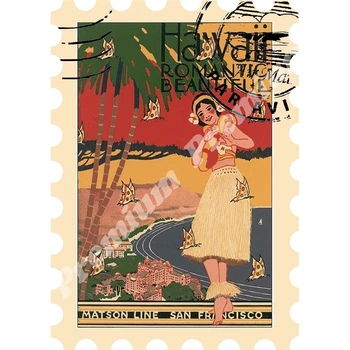 

Hawaii souvenir magnet vintage tourist poster