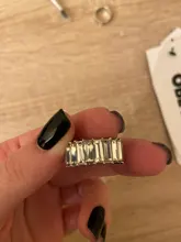 Anillos blancos de cristal de arcoíris bohemios para mujer, Baguette brillante de moda, Circonia cúbica, anillo de piedra, joyería para fiesta y boda