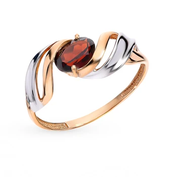 

Gold ring with Garnet sunlight sample 585 test