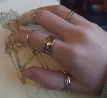 7 unids/set moda de Corea mezclado anillo geométrica redonda de Metal oro gemelos de Color plateado anillos abiertos de la joyería para las mujeres