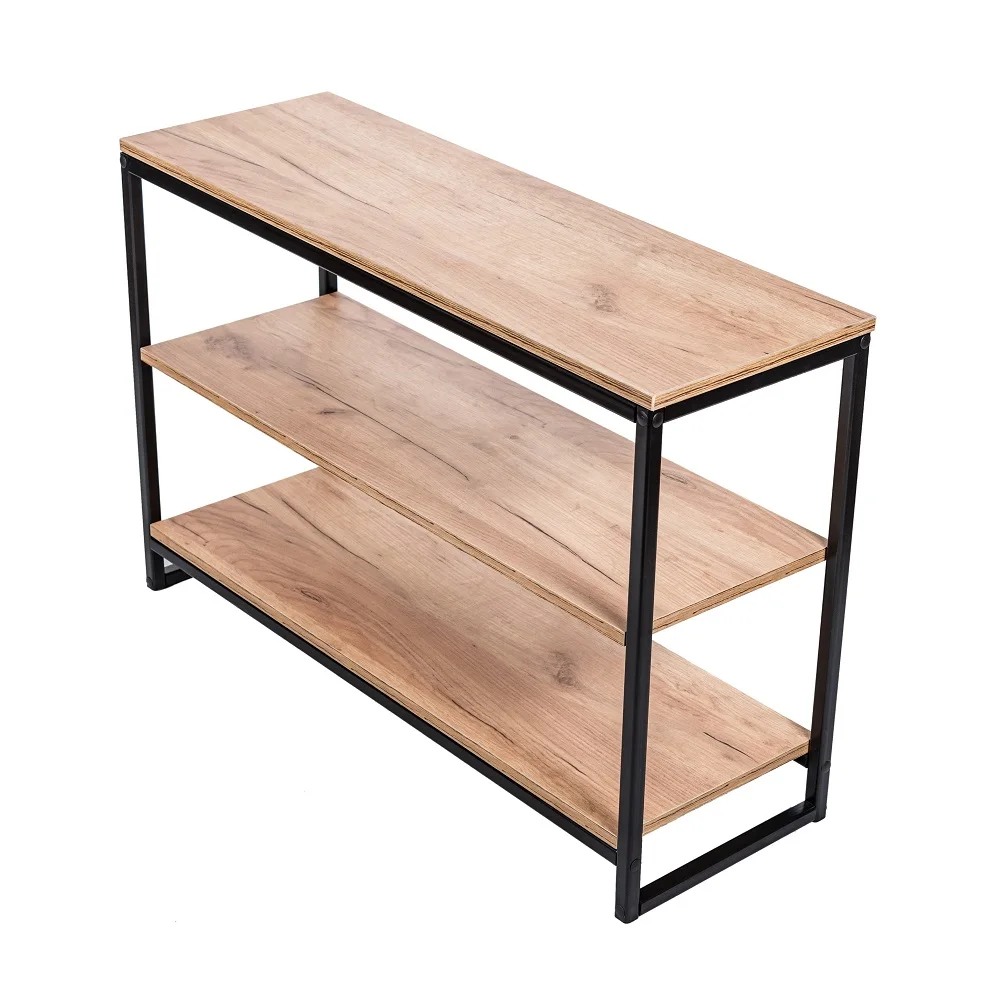 Этажерка приставная WOOD&STEEL в стиле лофт,3 яруса, 90x30х60 см