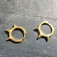 ROXI 100% de Plata de Ley 925 Punk remache pequeño pendientes de aro abierto Cubic Zirconia pendientes para las mujeres joyería de moda regalos