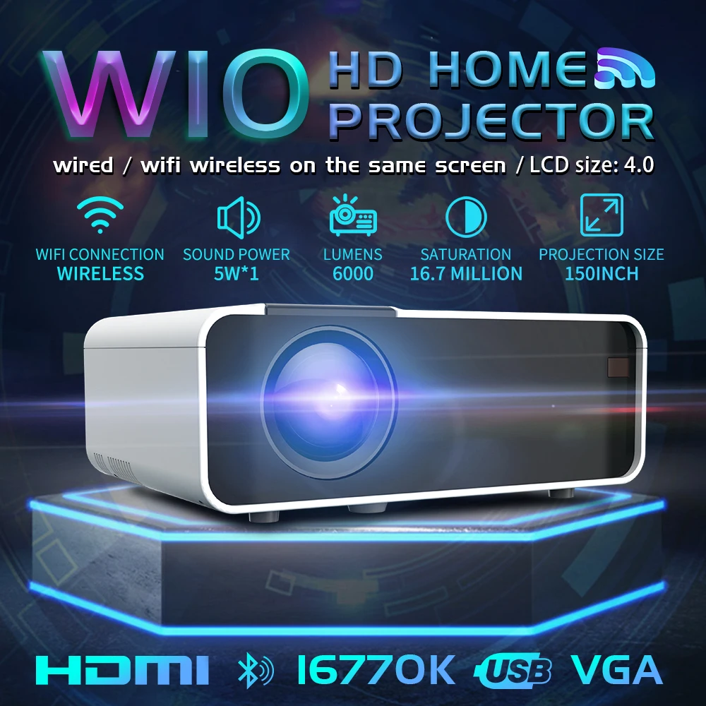 Светодиодный проектор UNIC W10 6000 лм 4K 1080P Full HD Android 10 ТВ приставка Wi Fi с поддержкой