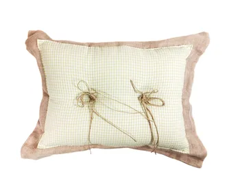 

Green cotton VICHY eyelash sand bow 50X30 raffia padding included