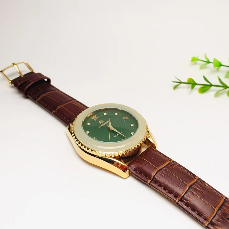 Five-year warranty man watch gold jade quartz watch jasper fashion high quality leather watch