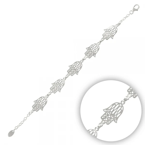 Серебряный 925 пробы браслет Fatma Master Hand Motif