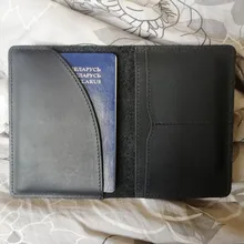 Cartera de pasaporte de cuero de vaca para hombre y mujer, Cartera de viaje de cuero genuino Unisex, Estilo Vintage, 2018