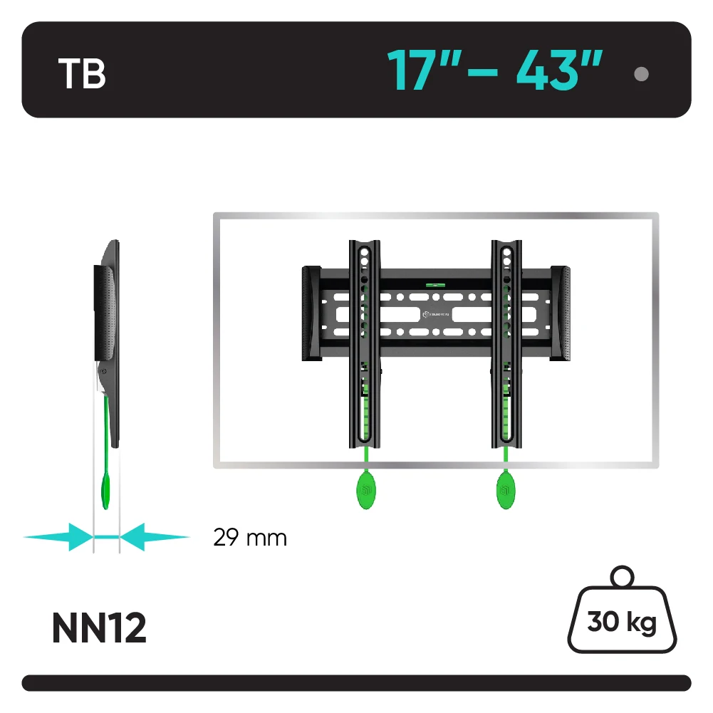 ONKRON кронштейн для телевизора фиксированный чёрный NN12 VESA: 75Х75 100Х100 100Х200 200Х100 200Х200 |