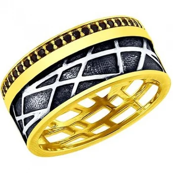 

Esthete ring with 25 cubic zirconia in black silver with gilding