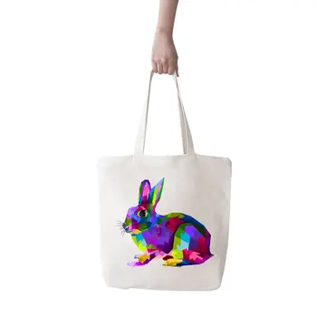 

Angemiel Bag Large Colorful Rabbit Picture Shopping Beach Tote Bag