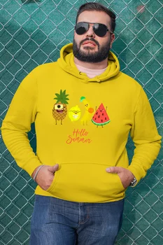 

Angemiel Wear Hello Summer Tropical Yellow Men 'S Hooded Sweatshirt