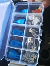 Herramientas de reparación para medidor LAN, juego portátil de instrumentos RJ45 para red local, kit de alicates, abrazadera, probador, cables, tenazas de crimpado y prensado, 14 unidades por set