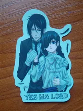 Paquete de calcomanías negras para niños, pegatinas de dibujos animados de Anime para papelería, maleta para portátil, guitarra, calcomanías de nevera, 10/50 Uds.