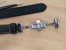 Maikes-correas de reloj de cuero genuino hechas a mano, de 18mm, 20mm, 22mm y 24mm, con hebilla de mariposa Universal