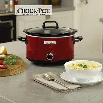 

Crock-Pot Slow Cooker Electric Cooker 3.5L 210W 2 Power Level and Function to Keep Warm Crematic Pot for Use in Red Oven Glass