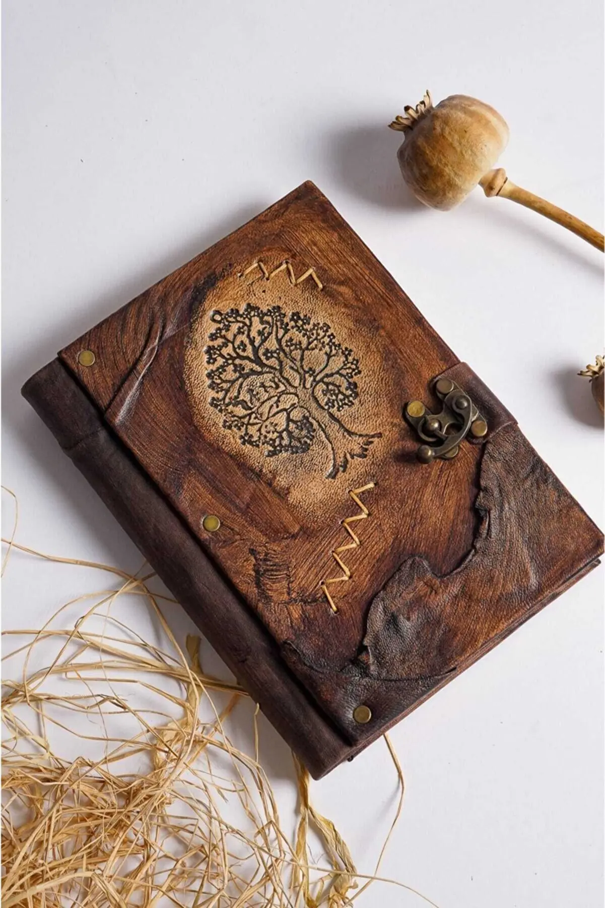 leather-memory-book-genuine-leather-handmade-locked-tree-of-life-patterned-set-covered-souvenir-gift-photo-album-notepads