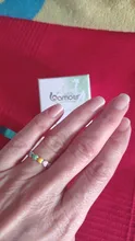 Anillos de dedo de corazón y arco iris para mujer, de bambú, plata de ley 925 auténtica, sortija de compromiso de boda, joyería