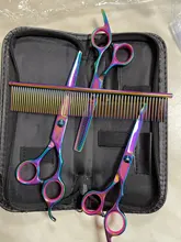 7 pulgadas tijeras de peluquería canina de acero inoxidable peine adelgazamiento gatos domésticos Barber tijeras de peluquería canina Kit para perros el corte de pelo