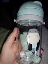 Botella de paja de agua potable con dibujos de animales para niños, Bola de gravedad, taza de bebé con correa para el hombro