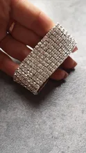 Pulsera elástica con diamantes de imitación de cristal para mujer, brazalete de oro ostentoso, joyería nupcial para boda, 4/5/8 filas