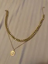 Thick Chain Necklace Jewelry Coin-Pendant 17KM Geometric Round Portrait Retro Women Big