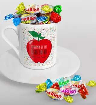 

Personalized World Best Öğretmeni Turkish coffee Cup and Haribo Candy Gift Seti-11