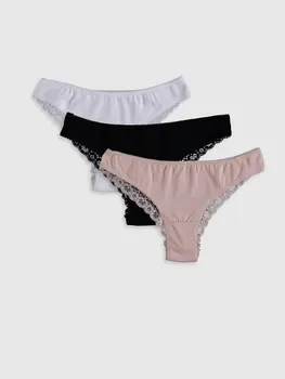 

Lace Detail Brezilian Panties 3'Lü