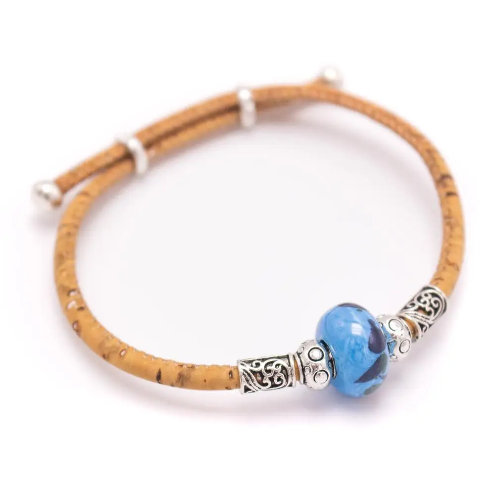 Красочные керамические бусы с натуральным браслет из пробки женский винтажный