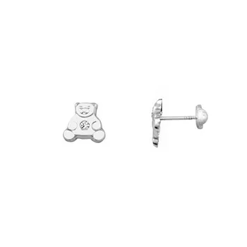 

Earrings 925 silver m Bear 8mm. Cubic zirconia screw clasp girl