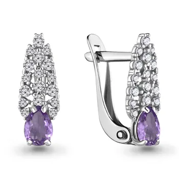 

Silver earrings with amethyst and cubic zirconia