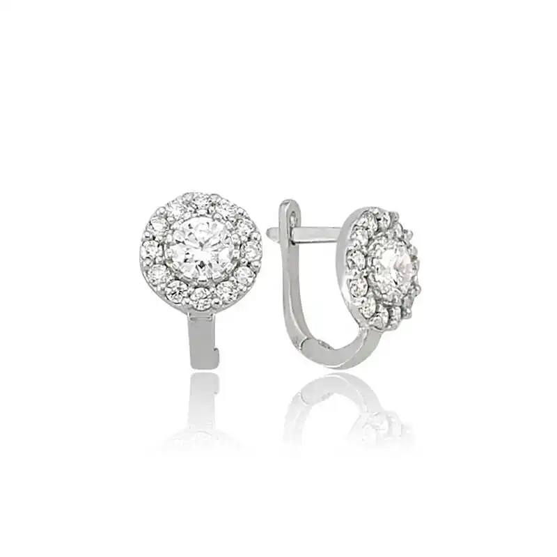 

Silver White Round Earrings