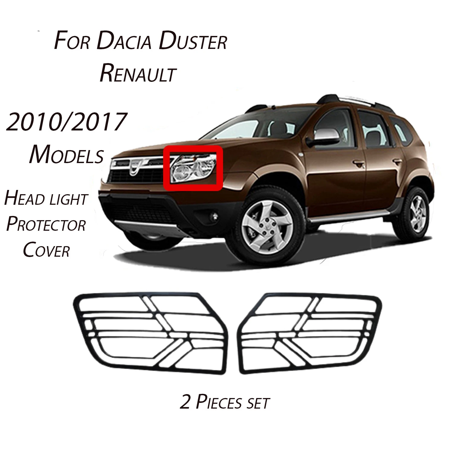 Dacia Duster Renault Headlight Protector Cover Black Headlight Cover