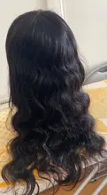 FEELME-pelucas de cabello humano con flequillo para mujeres negras, cabello Natural brasileño ondulado, con flequillo, Remy, pelucas con flequillo