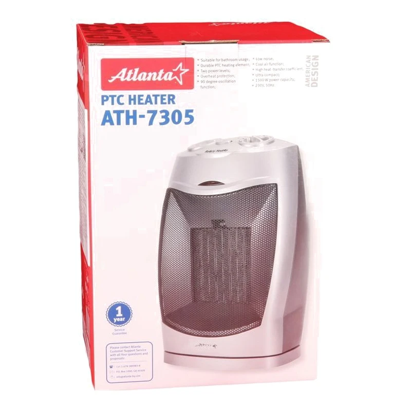 Тепловентилятор ATLANTA ATH-7305(Обогрев 1,5 кВт, площадь обогрева 15 м2, термостат, поворотный корпус