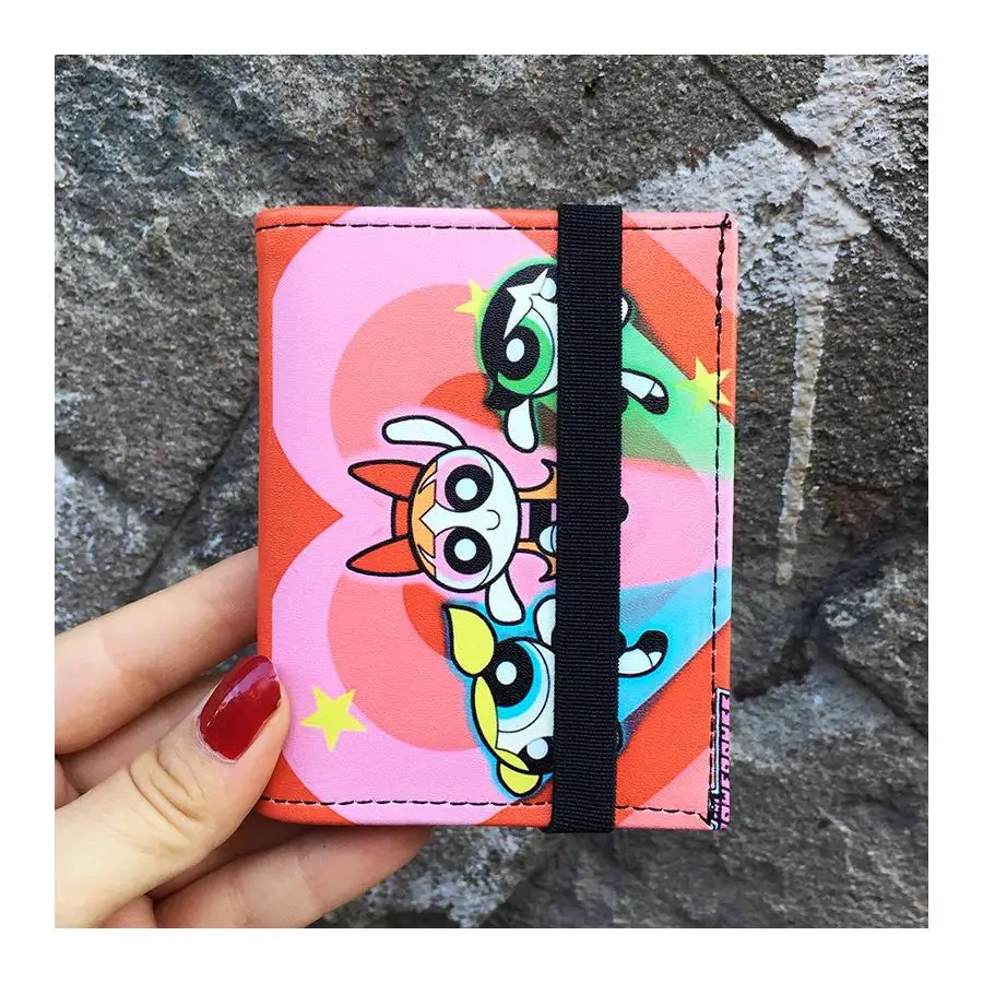 Powerpuff Girls Logo Card Holder Pvc Card Portafoglio Donna Clear Short Purse Mini Money Wallet Card Holder Portafogli Con Cerniera Femminile