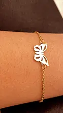 DOTIFI-pulsera de acero inoxidable para mujer, brazalete de mariposa hueca, Color dorado y plateado, joyería de compromiso para amantes