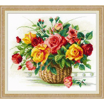 

1722 set for embroidery Riolis 'basket with rosame' 35*30 cm