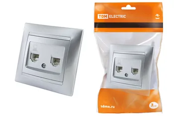 

Socket telephone RJ11 + computer RJ45 silver. Metallic "Lama" TDM