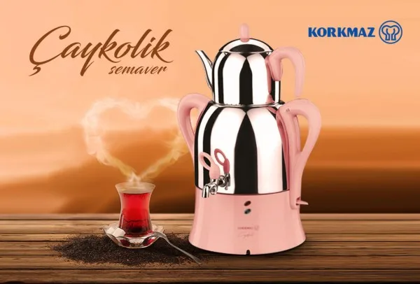 Электрический турецкий самовар, KORKMAZ, бренд Caykolik, самовар, лучшее качество, чайник, Кухонная машина, бытовая, A341Pink