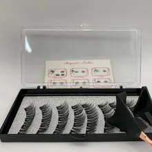 Pestañas postizas magnéticas 3D, 5 imanes, 8 Uds., duraderas, hechas a mano, de visón Artificial Natural, con pinzas