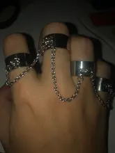 Anillos Punk de Hip Pop para mujer, cadena ajustable multicapa, cuatro anillos abiertos para dedos, anillos giratorios de aleación para mujer, regalo de fiesta