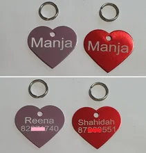 Etiqueta de aluminio para perro 2 unids/lote Etiqueta de Mascota, grabado personalizado gratis, equipaje personalizado para perro y gato, etiqueta para perro, forma de corazón personalizada
